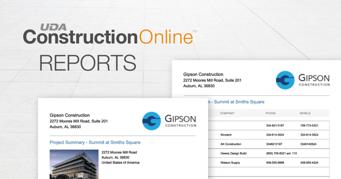 Now Available in ConstructionOnline™ 2019: New Project Summary Report