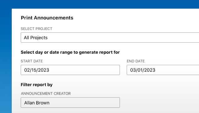 Improve Construction Documentation with New Options for Printing Messages & Announcements