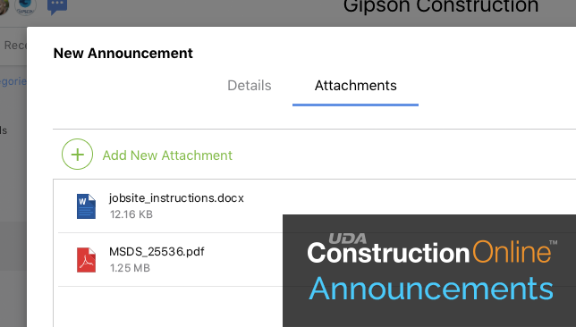 ConstructionOnline Announcements Now Support Attachments
