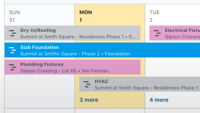 ConstructionOnline™ Delivers Vital Task Details in Clear, Concise Calendar Views