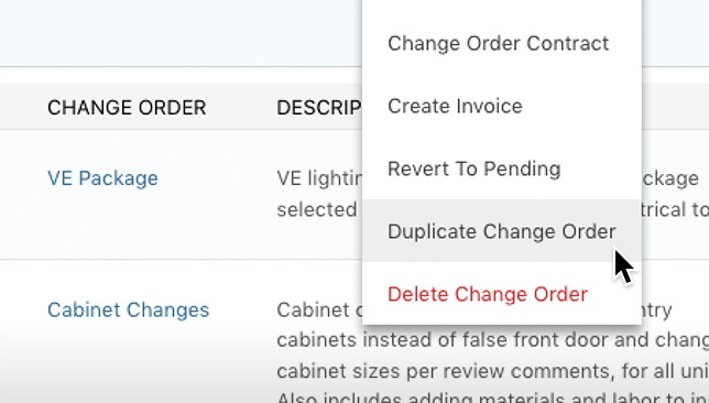 New Change Order Duplication Streamlines Management of Project Financials
