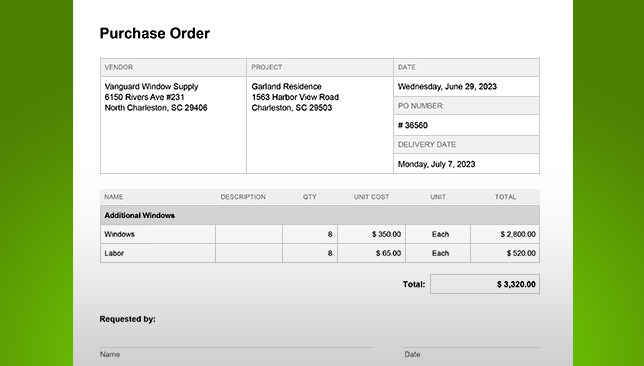 Purchase Order Reports for Change Orders and Client Selections Now Available in ConstructionOnline™