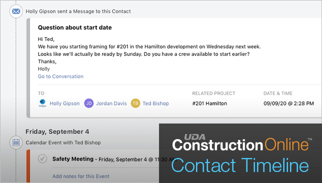 Get Organized with the New Contact Timeline View in ConstructionOnline