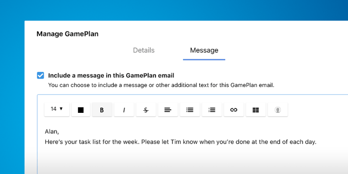 Custom Messaging for GamePlan™ Task Lists Offers Personalized Communication for Construction Teams