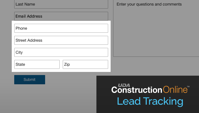 ConstructionOnline™ Lead Capture Form Expanded to Collect Additional Lead Details