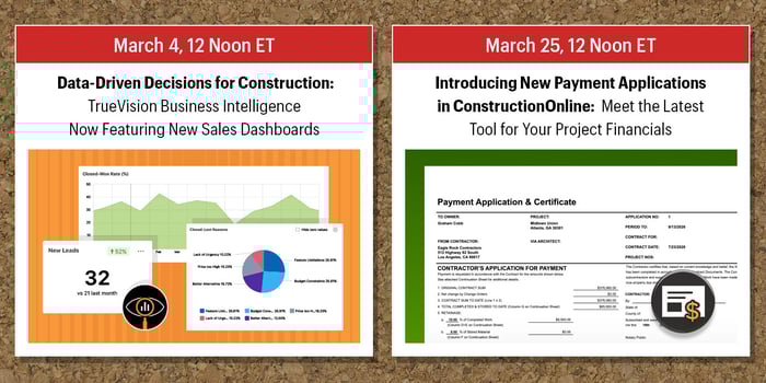 UDA ConstructionOnline Announces March 2026 Webinar Schedule | Construction Business Intelligence & Sales Analytics | Construction Payment Applications