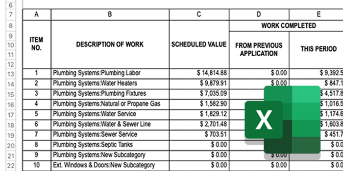 ConstructionOnline Payment Applications | Compatible with Microsoft Excel and AIA G702 and G703 Applications for Payment