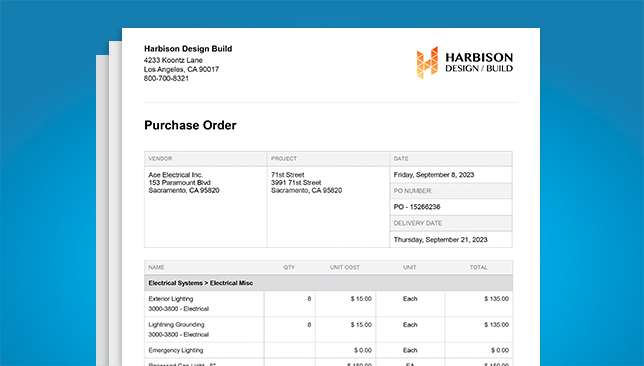 Customize Construction Purchase Orders with Newly Added Options