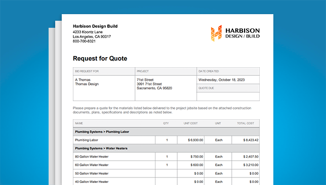 ConstructionOnline™ Expands Custom Options for Request for Quote Reports