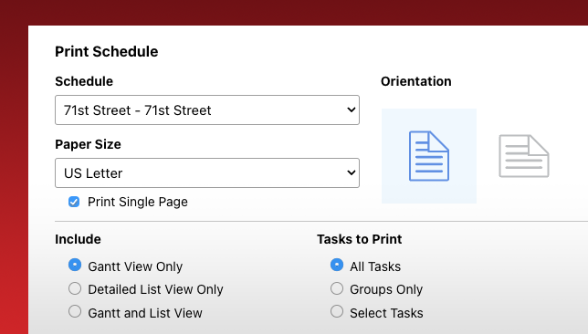 From Office to Field: Enhanced Options for Printing Construction Schedules