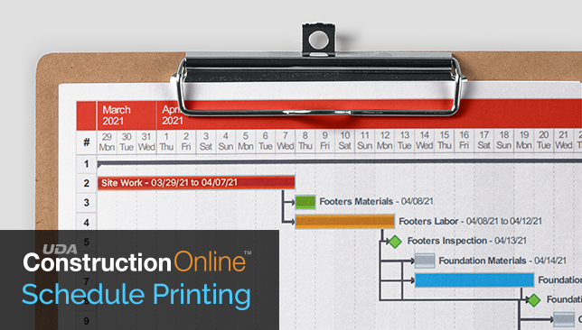 Options Updated for Printing Construction Gantt Chart Schedules