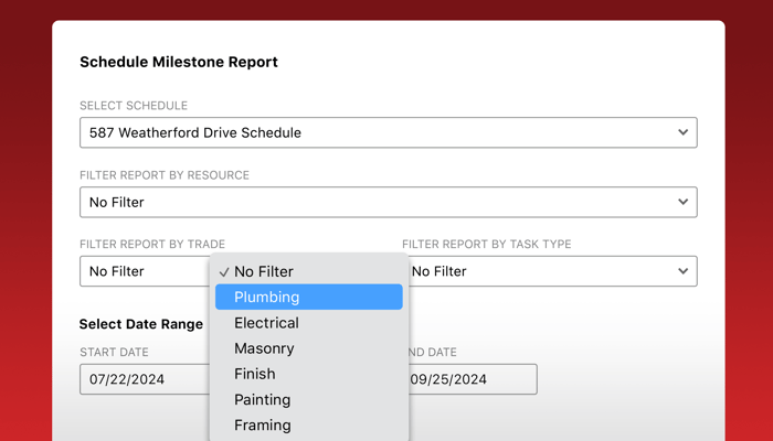 Customize Construction Schedule Reports with New Filter Options
