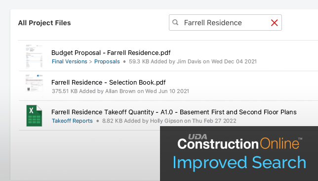 Effortless Access to Project Info with New & Improved 'Search' Functions