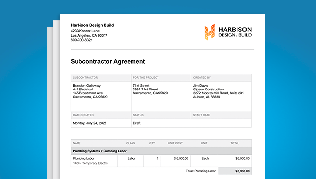 ConstructionOnline™ Introduces New Subcontractor Agreement