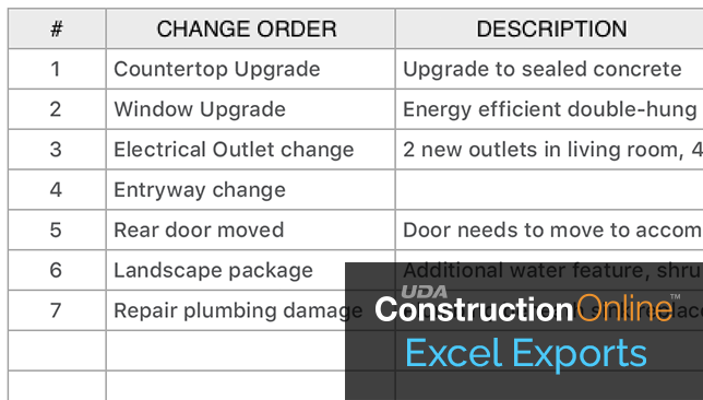 Easy Export to Excel Available for ConstructionOnline Change Orders